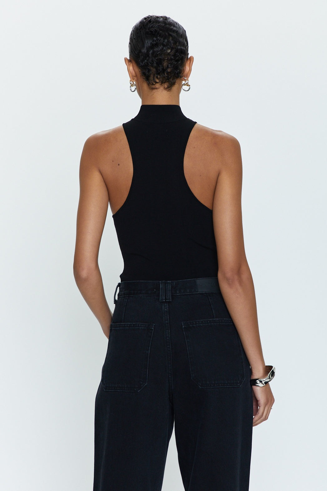 Midnight Black Mock Neck Janessa Bodysuit