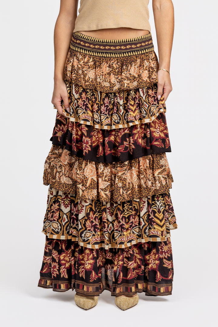 Mixed Scarves Maxi Skirt