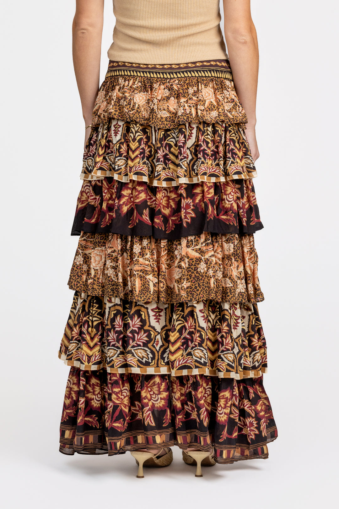Mixed Scarves Maxi Skirt