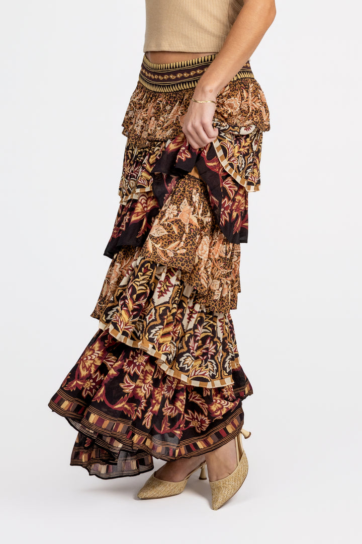 Mixed Scarves Maxi Skirt