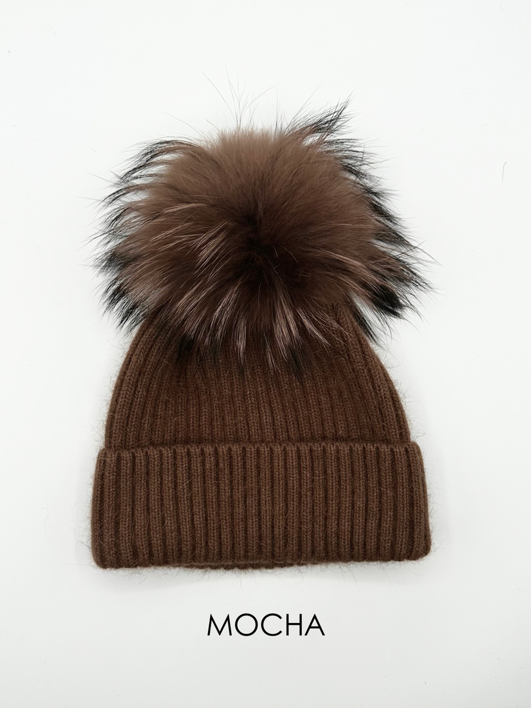 Mocha Angora Blend Fur Pom Hat