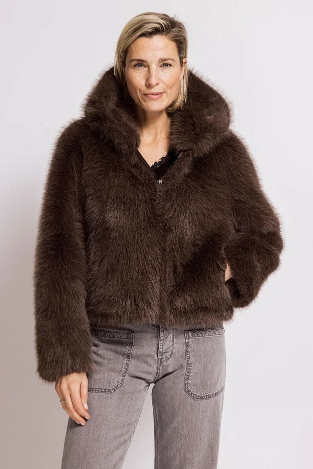 Mocha Yera Faux Fur Jacket