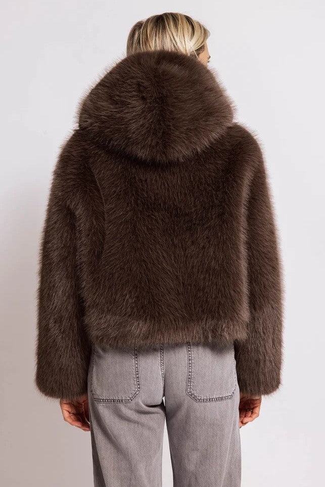 Mocha Yera Faux Fur Jacket