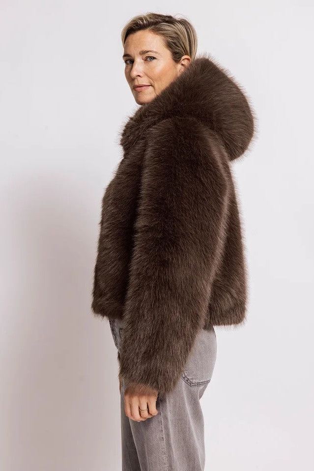 Mocha Yera Faux Fur Jacket
