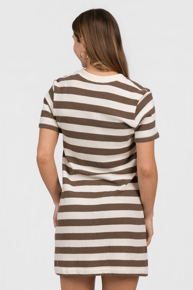 Mocha Natural Stripe Rhett T-shirt Dress