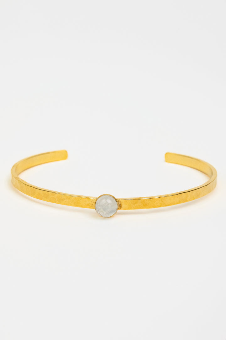 Moonstone Hammered Cuff Bracelet