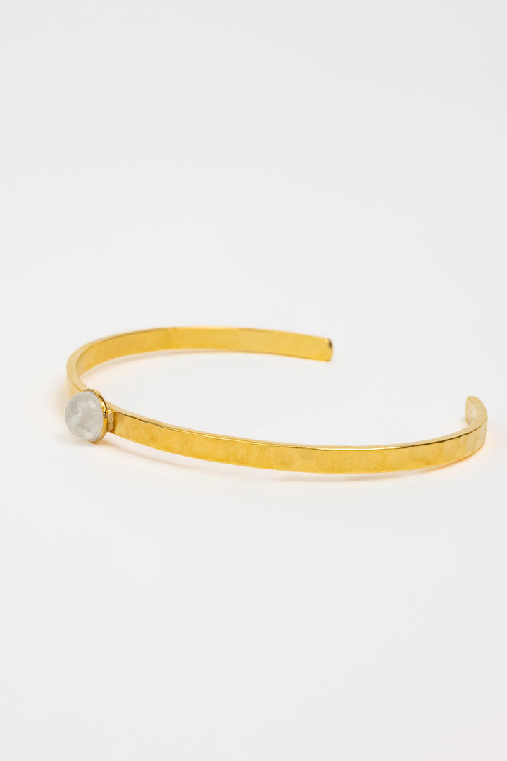 Moonstone Hammered Cuff Bracelet