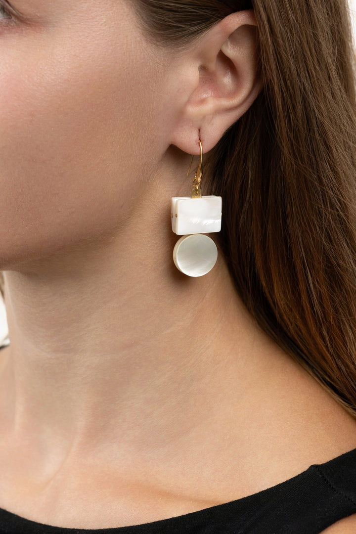 Mother Of Pearl Geometric Earrings