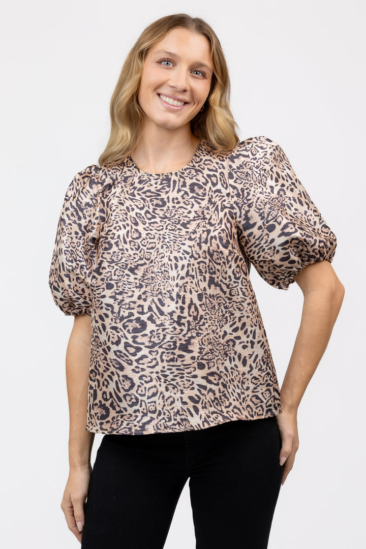 Natural Leopard Swirl Nadine Top