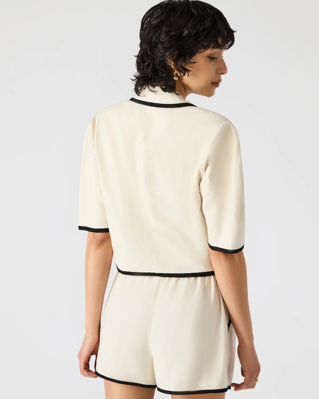 Natural Black Trim Linen Blend Fable Blazer