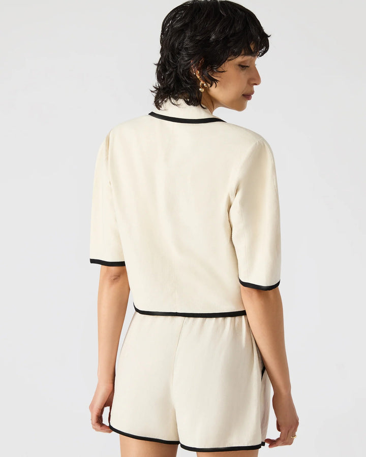 Natural Black Trim Linen Blend Fable Blazer