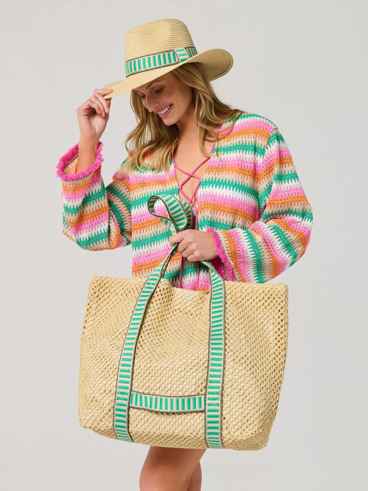 Natural Green Dorian Tote And Hat Set