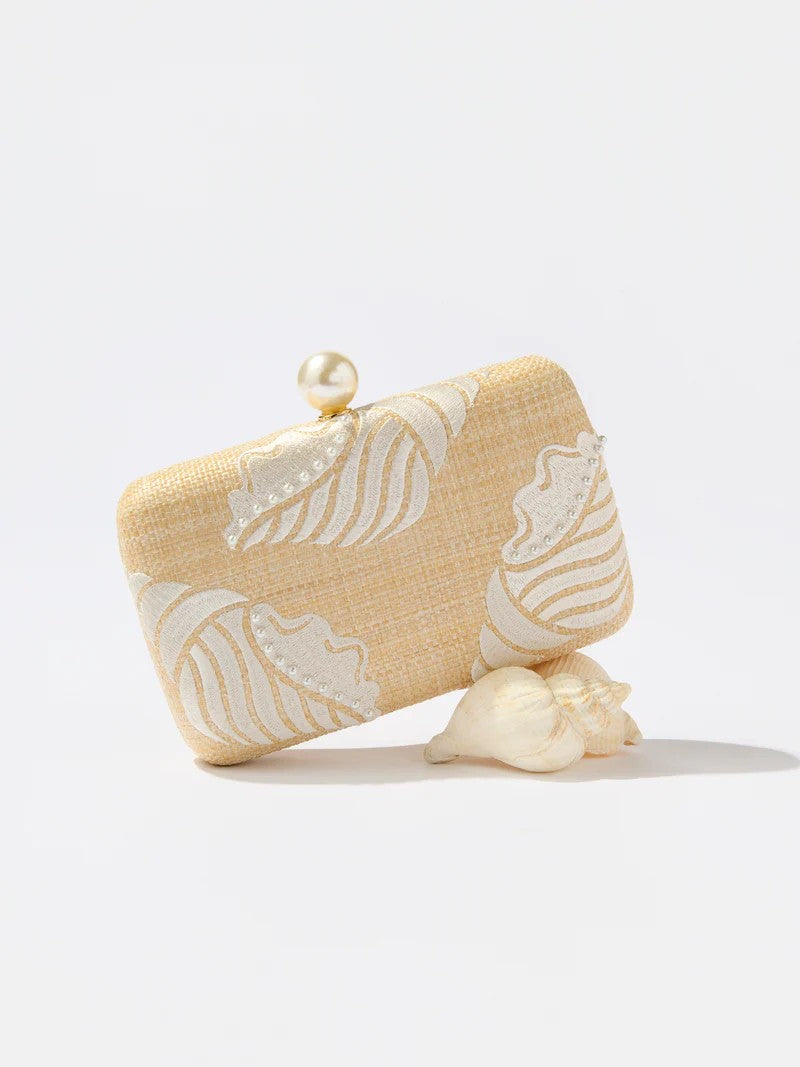 Natural Pina Minaudiere Clutch