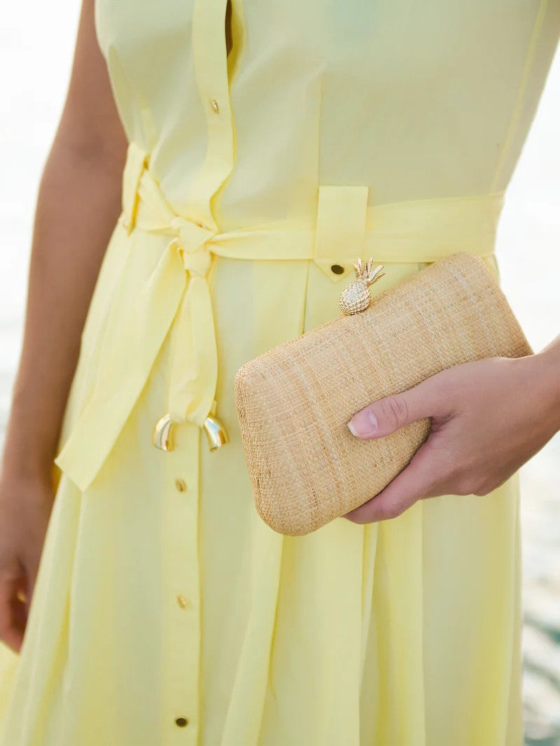 Natural Pina Minaudiere Clutch