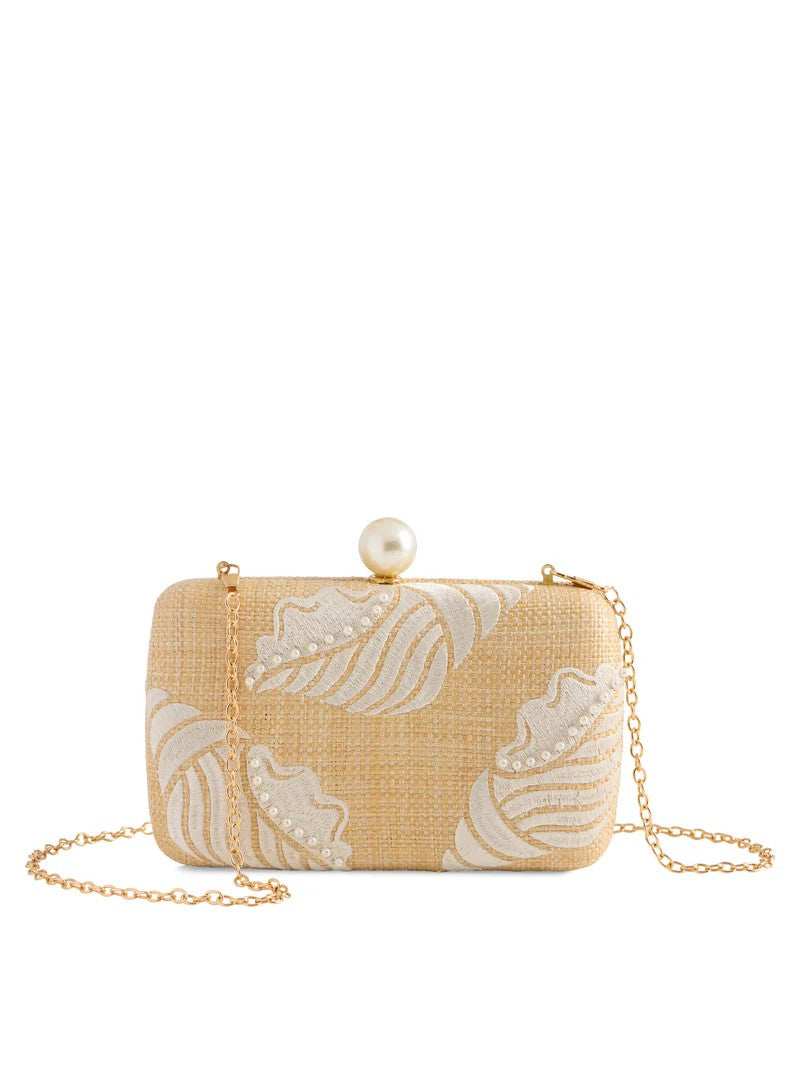Natural Pina Minaudiere Clutch