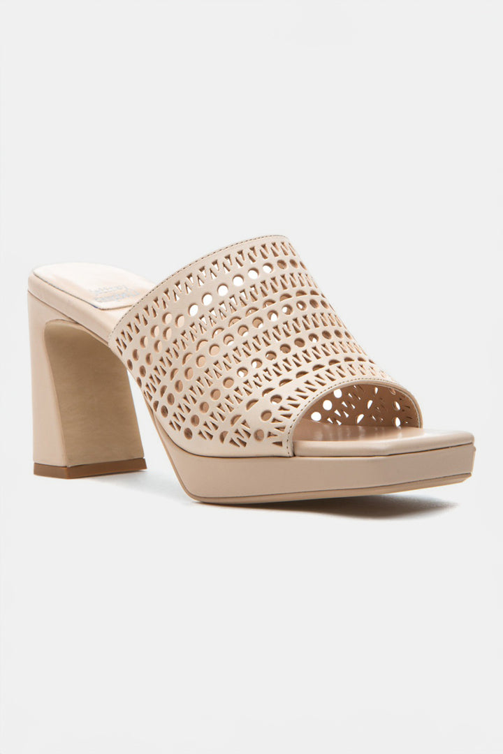 Natural Square Toe Caviar Platform Sandal