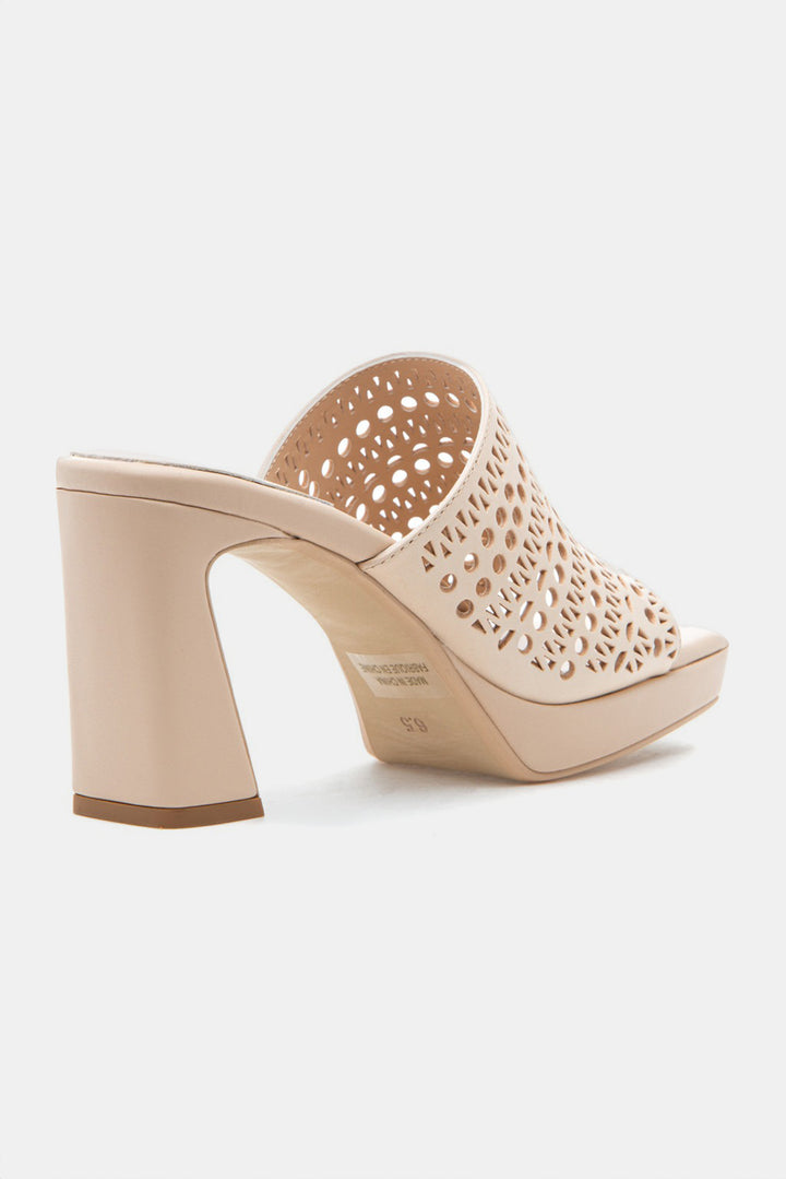 Natural Square Toe Caviar Platform Sandal