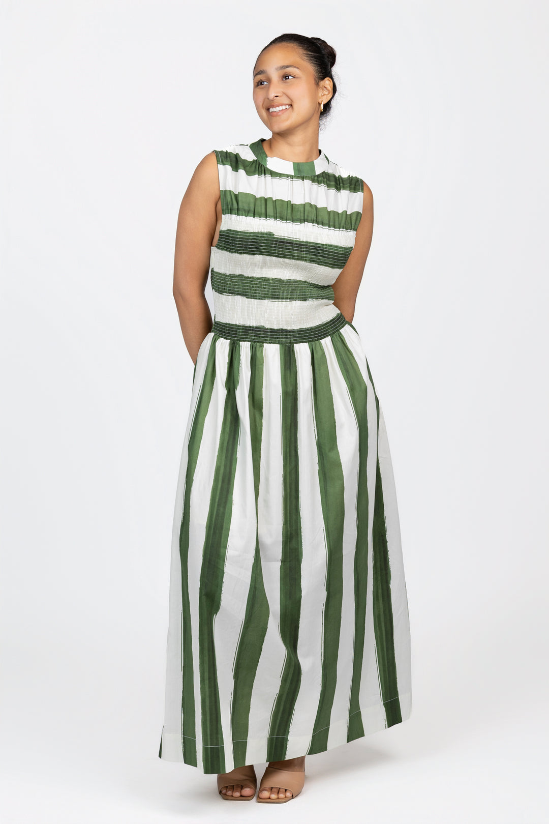 Nature Green Stripe Maxi Dress
