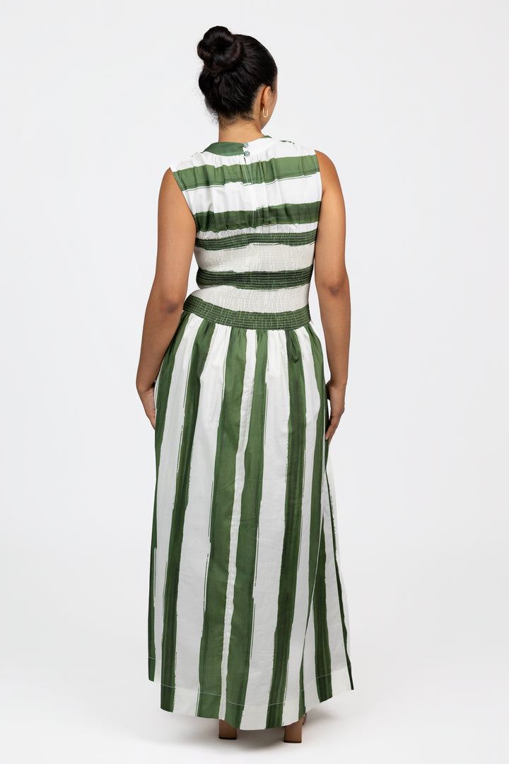 Nature Green Stripe Maxi Dress