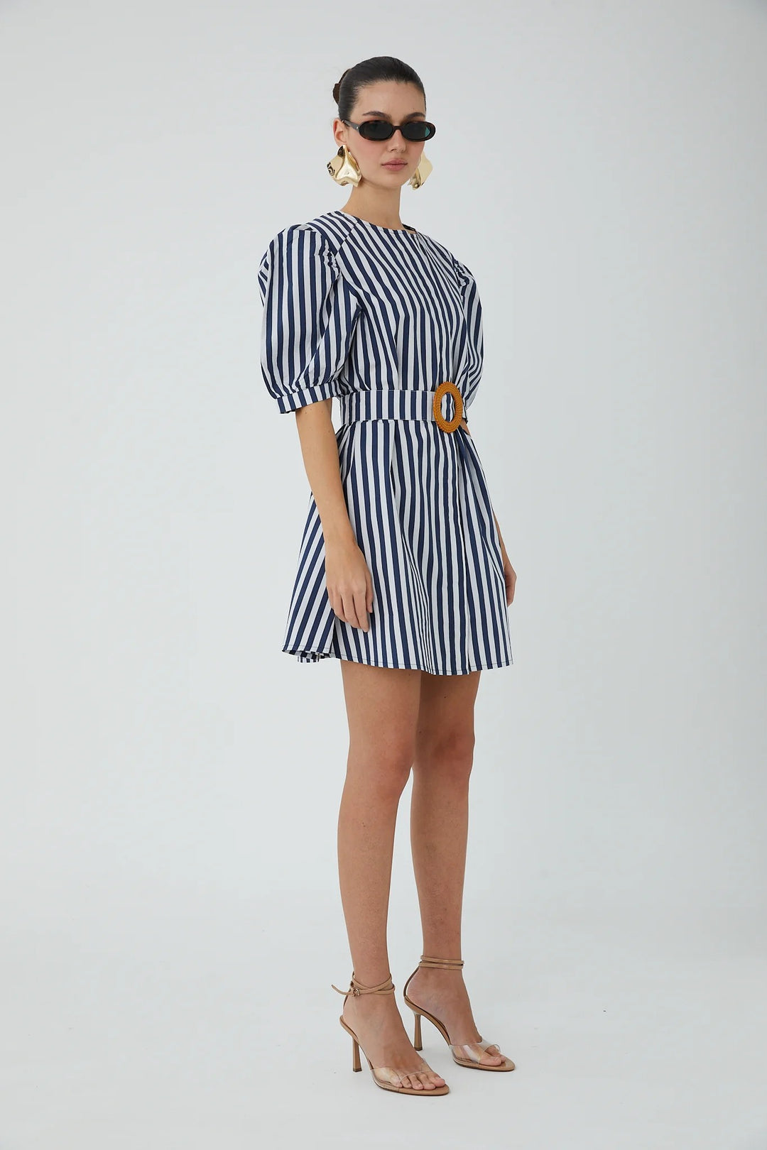 Nautical Stripe Puff Sleeve Dion Dress