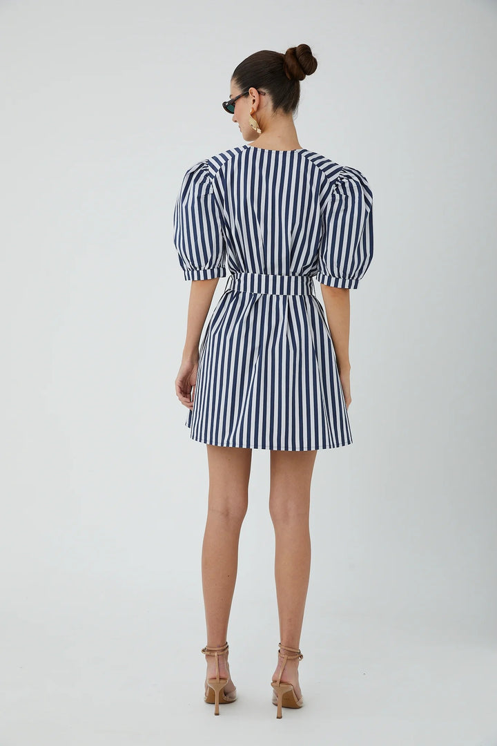 Nautical Stripe Puff Sleeve Dion Dress