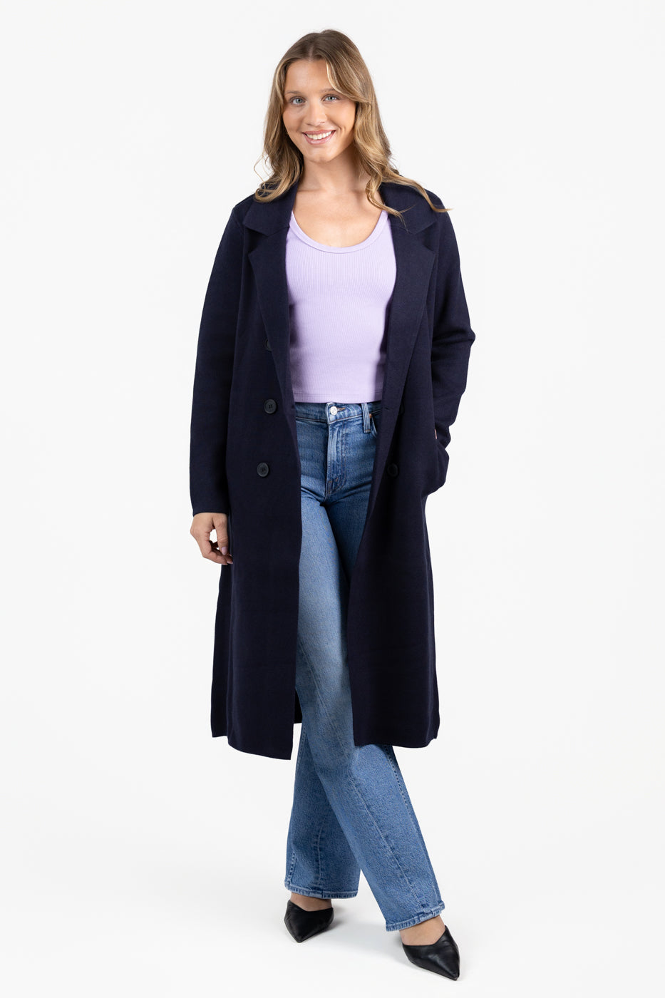 Navy Blue Knitted Coat