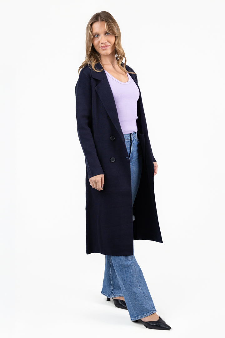 Navy Blue Knitted Coat