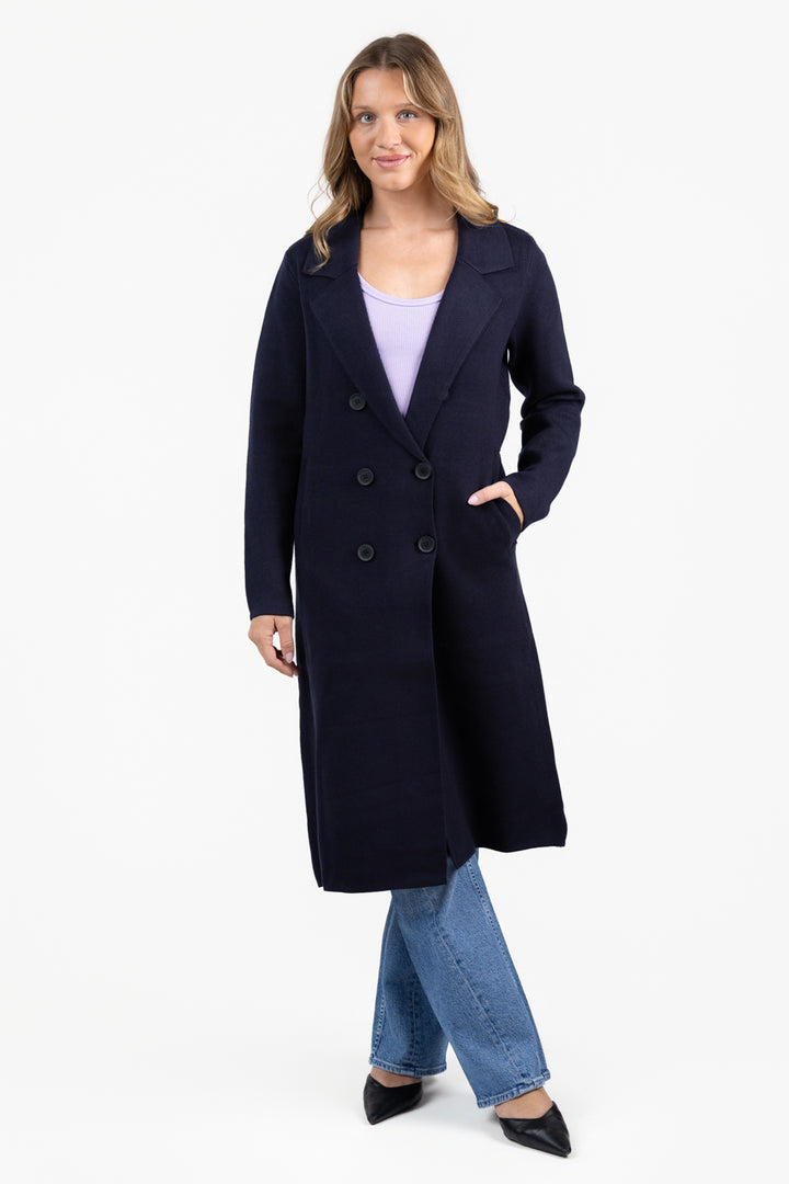 Navy Blue Knitted Coat
