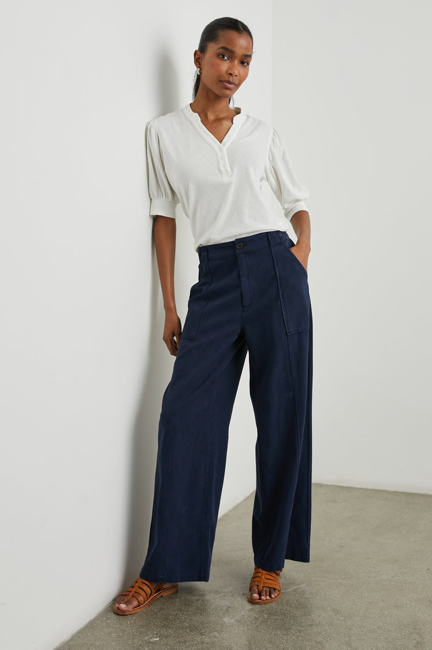 Navy Wide Leg Greer Trouser Pant