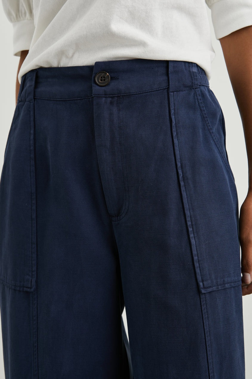 Navy Wide Leg Greer Trouser Pant