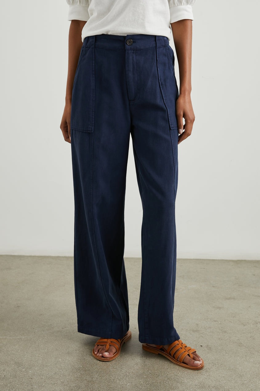 Navy Wide Leg Greer Trouser Pant