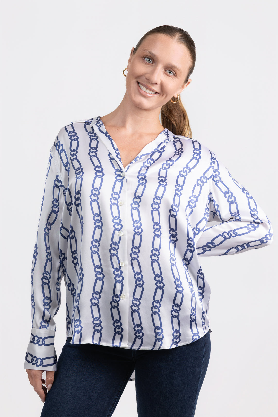 Navy Chain Stripe Dorian Shirt