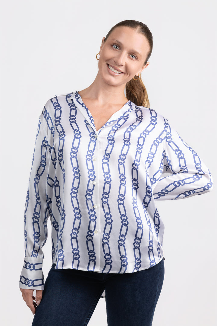 Navy Chain Stripe Dorian Shirt