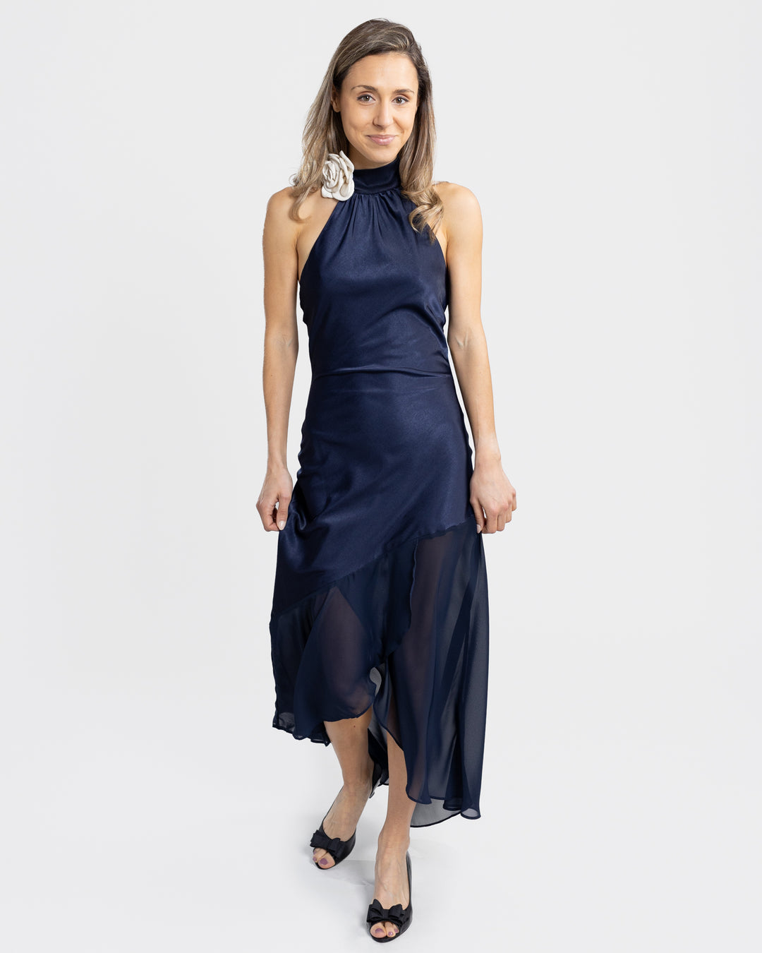 Navy Halter Neck Hudson Maxi Dress