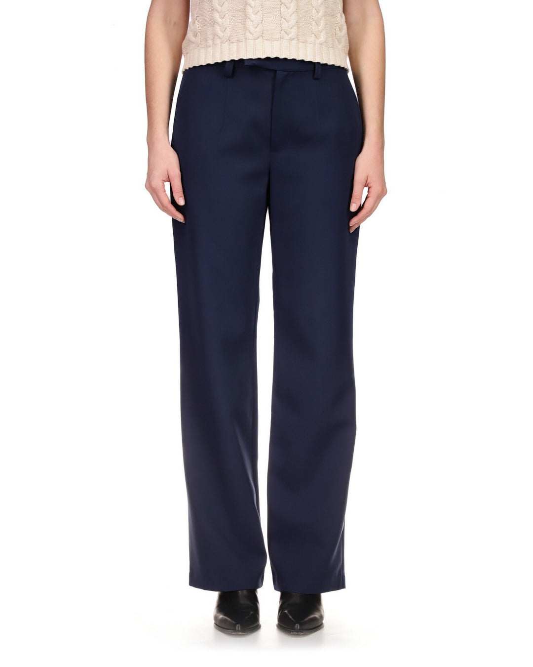 Navy High Waist Straight Leg Pant