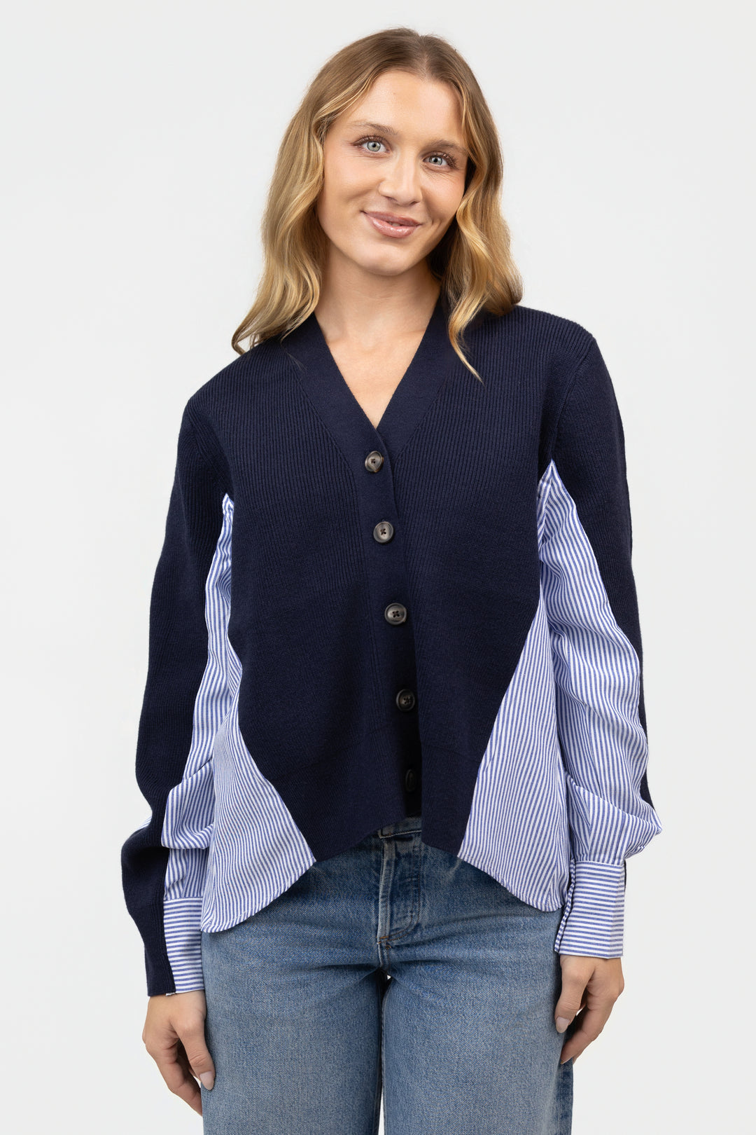 Navy Mixed Media Celine Cardigan