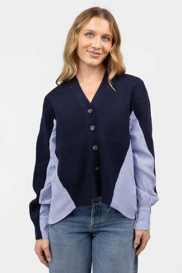 Navy Mixed Media Celine Cardigan