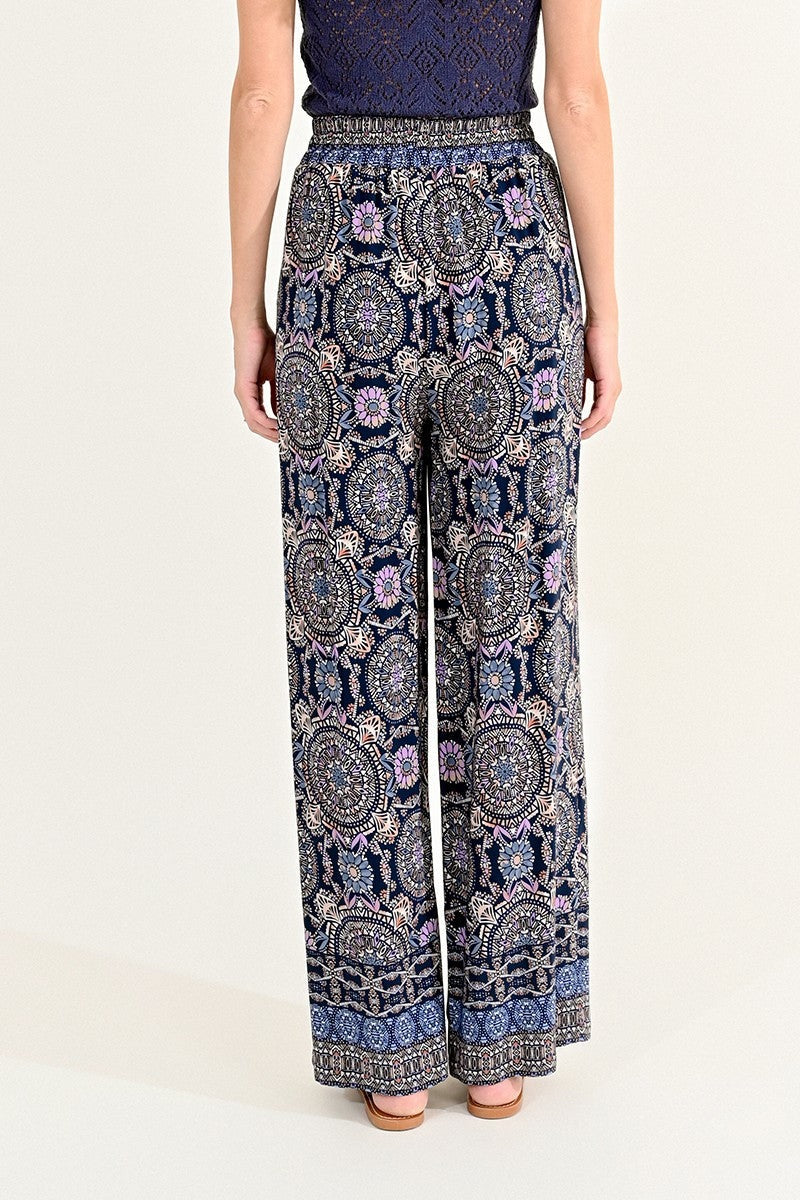 Navy Geometric Pia Wide Leg Pant