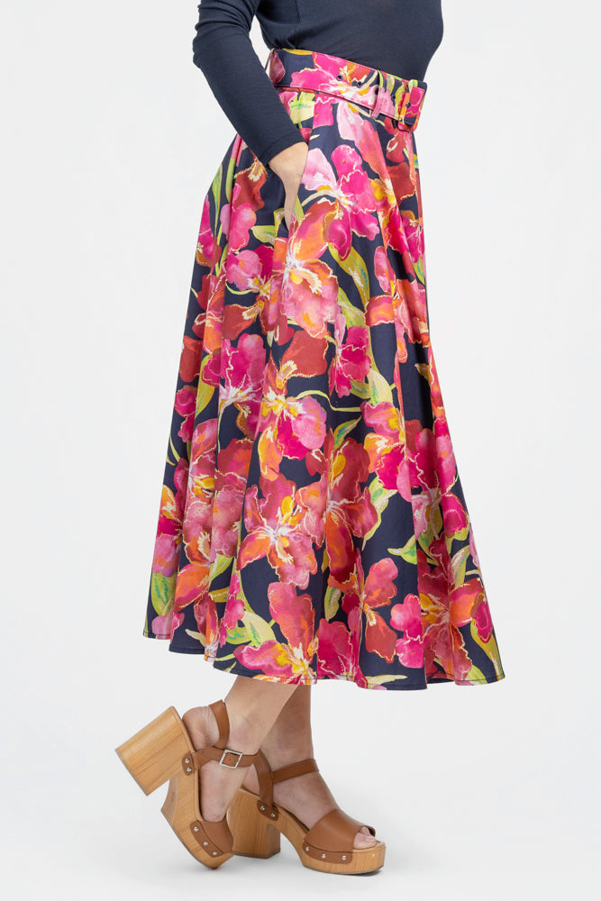Navy Pink Multi Rye Skirt