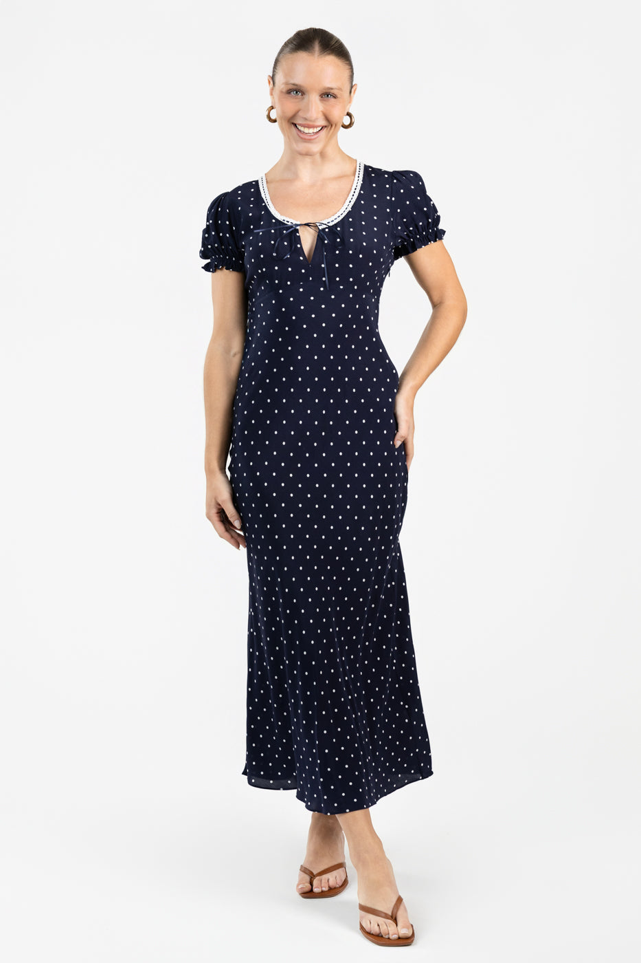 Navy Polka Dot Allison Dress