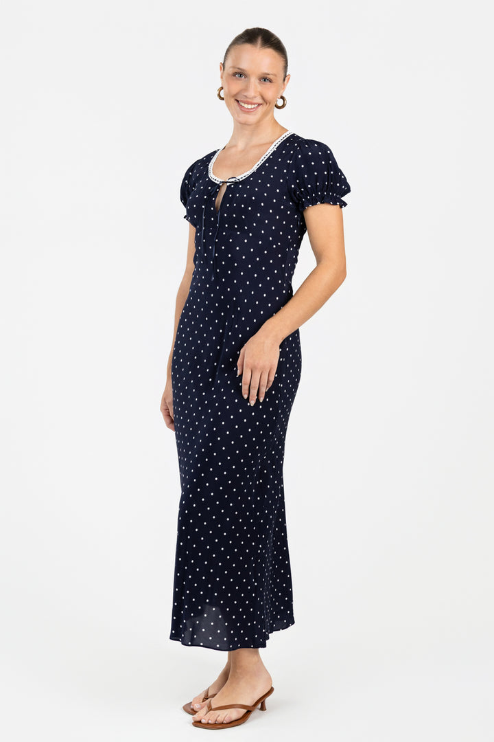 Navy Polka Dot Allison Dress