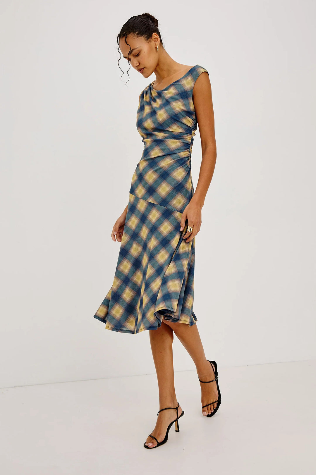 Navy Sage Plaid Sorra Dress