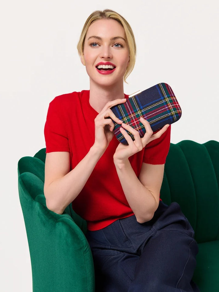 Navy Scottie Minaudiere Clutch
