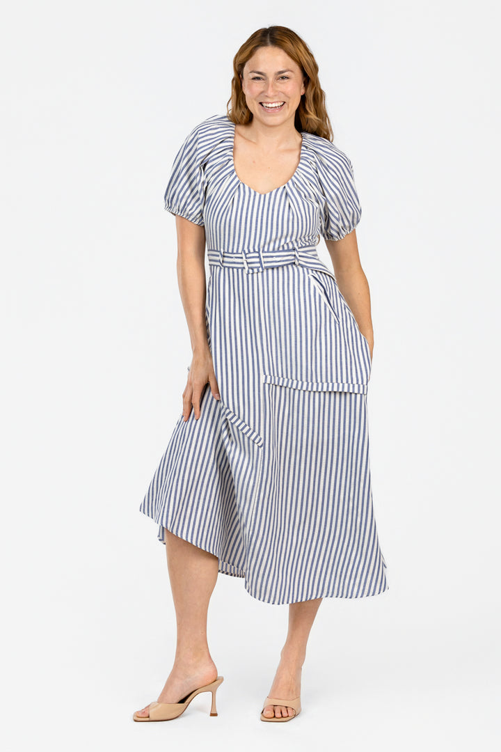 Navy Stripe Midi Dress