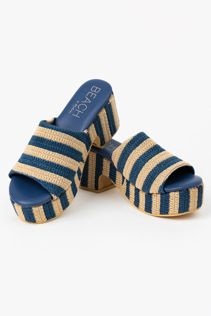 Navy Stripe Terry Sandal