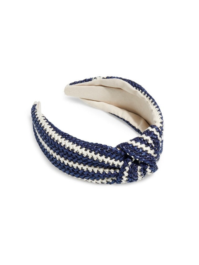 Navy Stripe Woven Knotted Headband