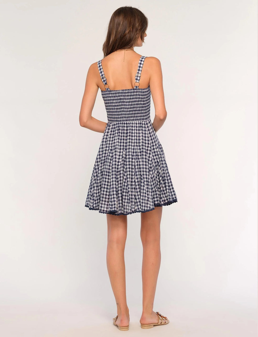 Navy And White Gingham May Mini Dress