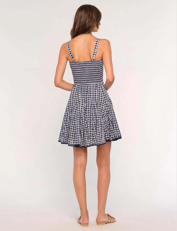 Navy And White Gingham May Mini Dress