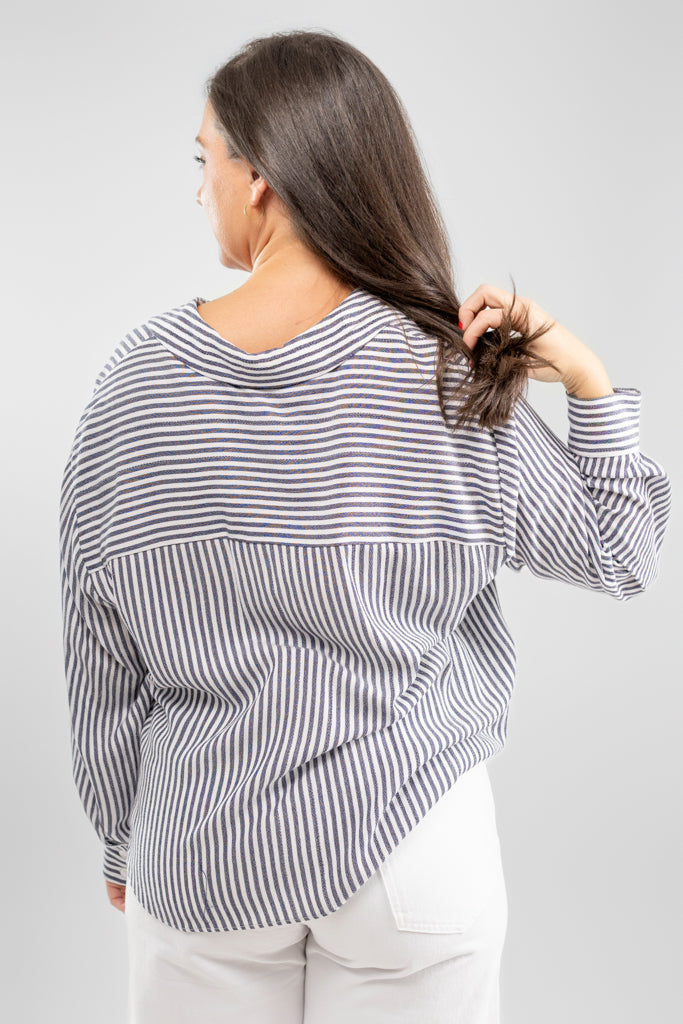 Navy Blue Striped Salma Shirt
