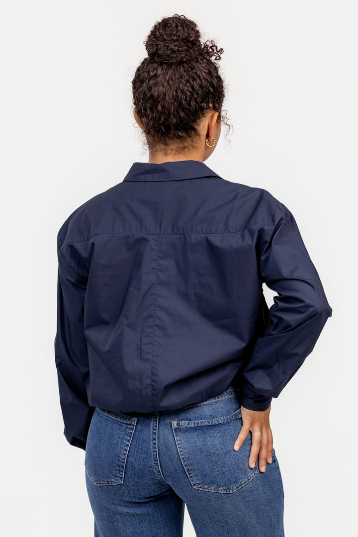 Navy Bubble Hem Amalie Shirt